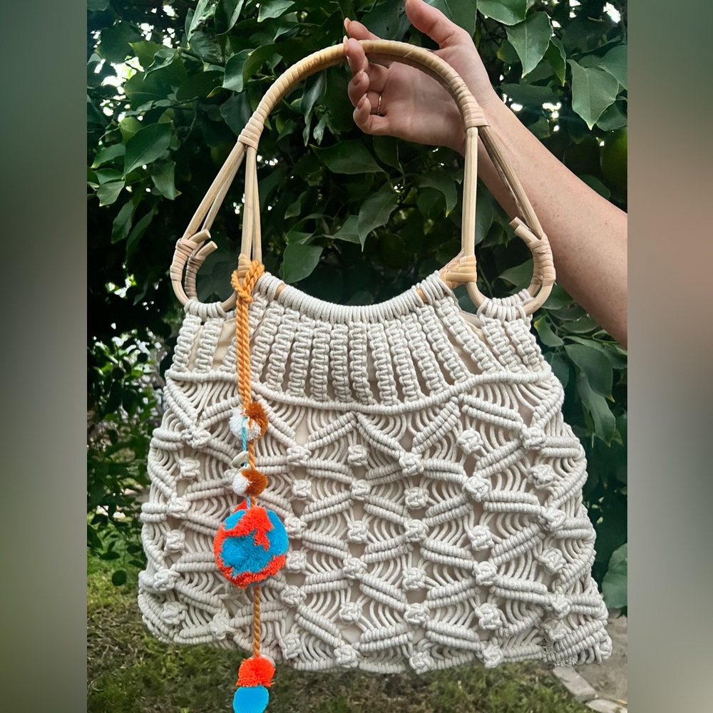 Bohemian Crochet Bag with Tassel. NWOT